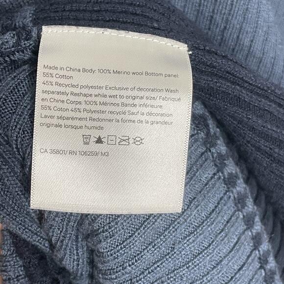 Lululemon Poncho Sweater One Size Blue Ribbed Merino Wool Knit Wrap Cape Boho - Picture 7 of 10